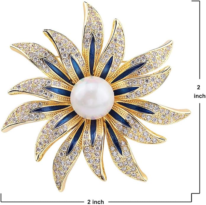 Brooch Pins for Women Girls Fashion Flower Crystal Rhinestone Pearl Jewelry
