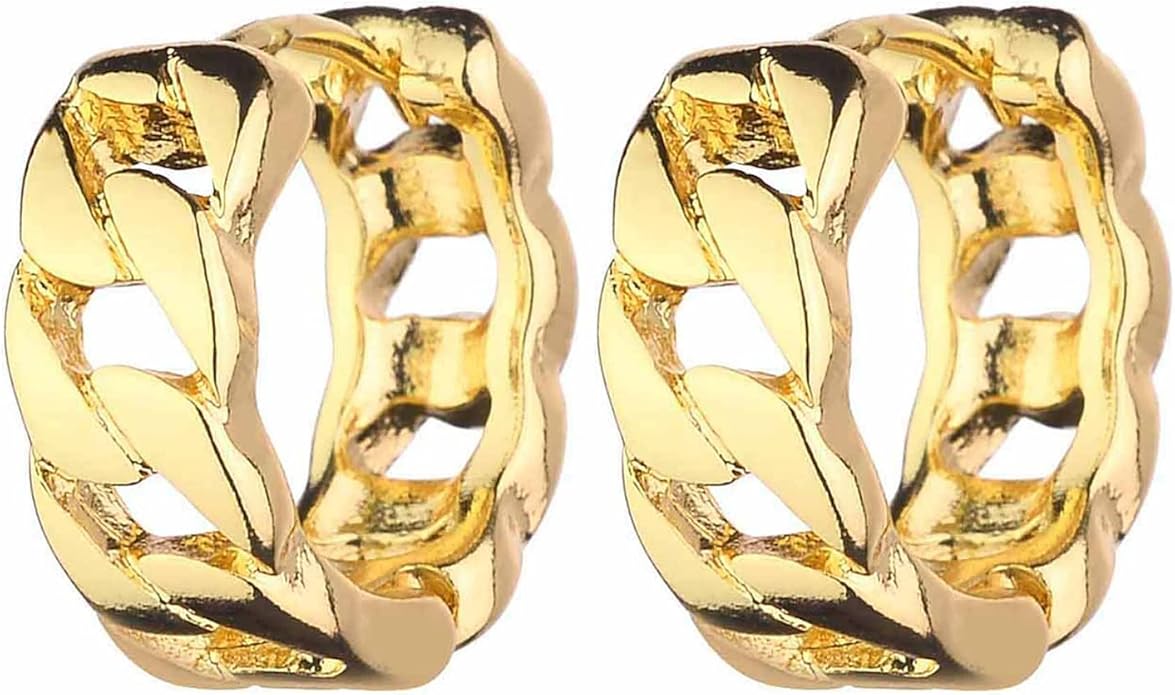 Wgoud Chunky Hoop Earrings Set 14K Gold Plated Hoop Earrings for Women Hypoallergenic, Thick Twisted Huggie Hoops Earring Set