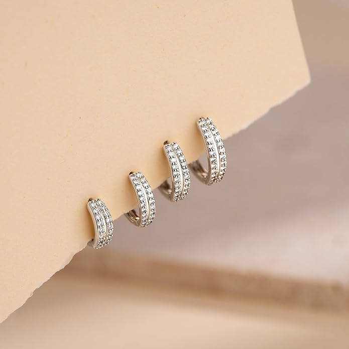 Small Gold Huggie Hoop Earrings Set for Women Men Hypoallergenic 14K Plated Stack Cartilage Earrings, Multiple Piercing Lightweight Mini Thin Cute Dainty Trendy Jewelry Set Christmas Gifts for Women