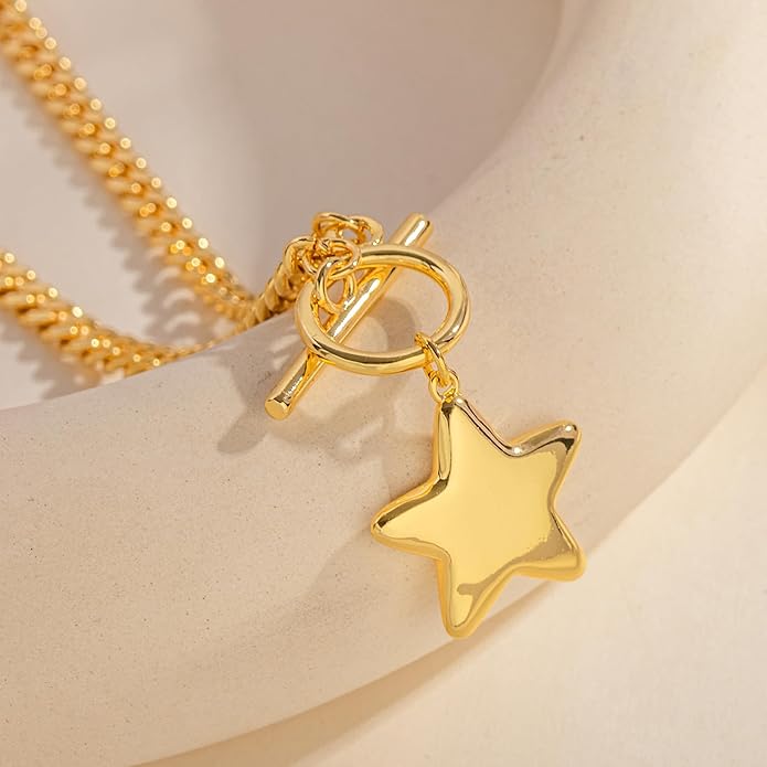 18k Gold Chunky Cross Necklace for Women Hammered Cross Choker Necklaces Bold Statement Necklace Trendy Jewelry