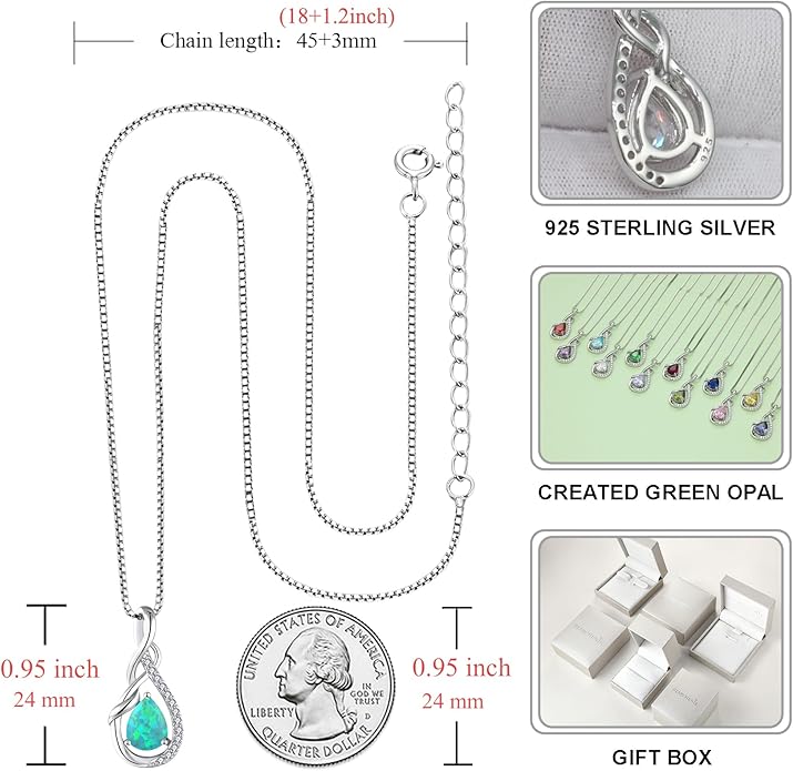 STARCHENIE Infinity Teardrop Pendant Necklace for Women 925 Sterling Silver Birthstone Jewelry