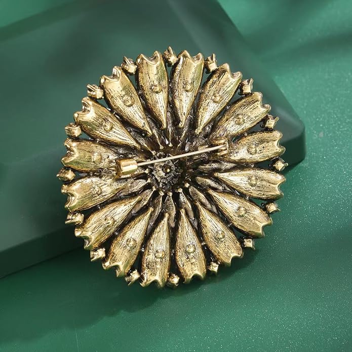Rhinestone Crystal Flower Brooch Pin Sparkling Large Crystal Sunflower Brooch Vintage Floral Lapel Pins Rhinestone Flower Bouquet Broochs Rose Snowflake Broochs Wedding Bridal Dress Jewelry for Women