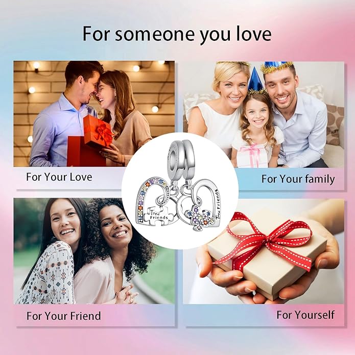 Bible Family Mom Wife Love Heart Dangle Charm 925 Sterling Silver Charms fits Bracelets and Necklace Pendant Bead Charms Jewelry Present for Women Family Friends