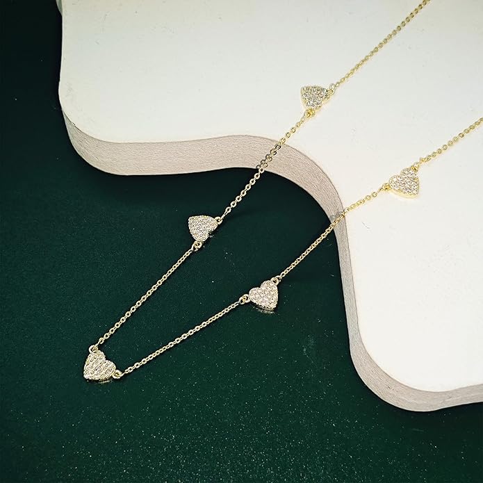 Heart Necklace for Women Gold/Silver Plated Trendy Heart Choker Lover Pendant Hypoallergenic Fashion Gold/Silver Necklace for Women Love Jewelry Gift for Women Girlfriend
