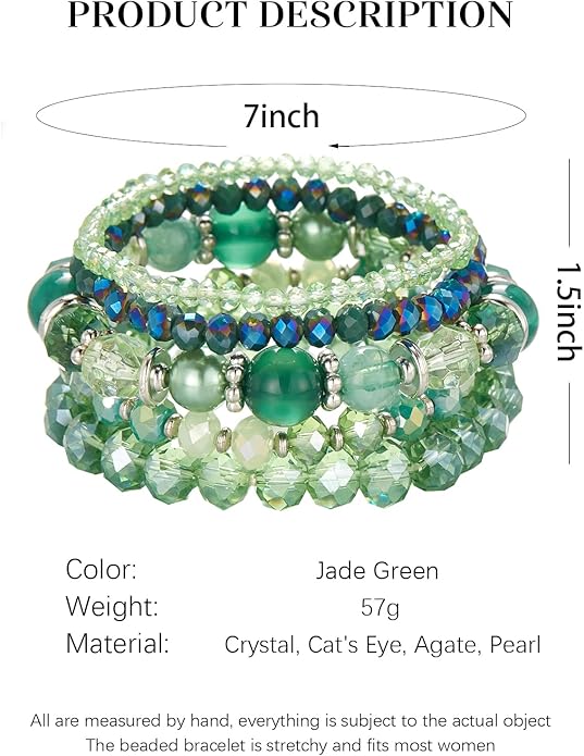 Noessla Beaded Boho Stretch Bracelet Colorful Stackable Crystal Beads Bracelets Trendy Costume Jewelry Mothers Day Gifts for Women