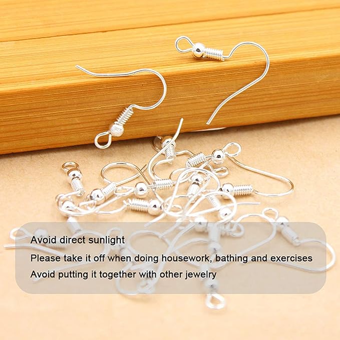 Hypoallergenic Earring Hooks, 800PCS/125 Pairs Fish Hooks,500pcs Silver Plated Earring Making kit with Jump Rings and Clear Silicone Backs Stopper