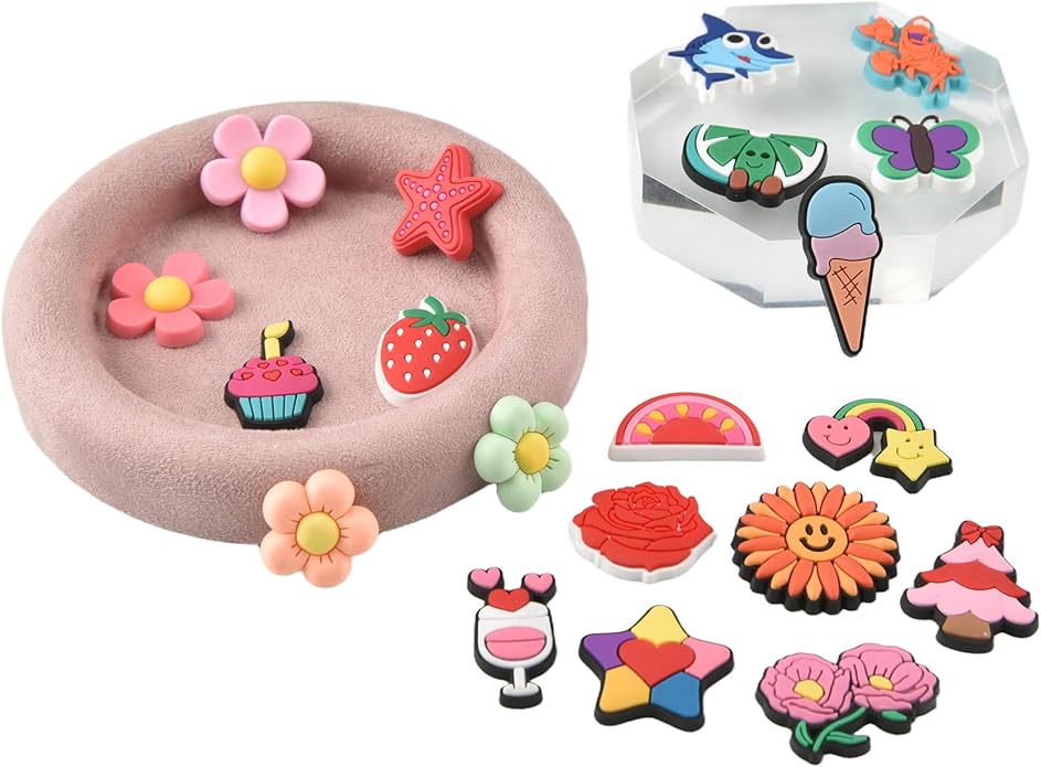 20PCS Cute Shoe Charms for Girls Teens - PVC Flower, Rainbow, Dessert Shoe Clips Decorations for Holely Shoes, Sneakers, Casual Footwear