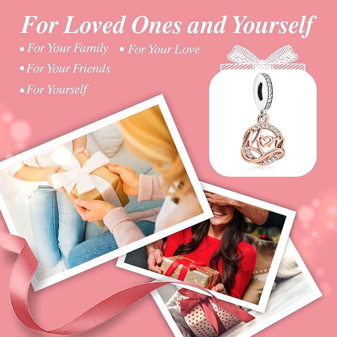 Family Mom Heart Charms 925 Sterling Silver Bead for Bracelets and Necklaces For Women Jewelry Present