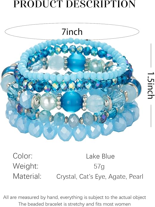 Noessla Beaded Boho Stretch Bracelet Colorful Stackable Crystal Beads Bracelets Trendy Costume Jewelry Mothers Day Gifts for Women