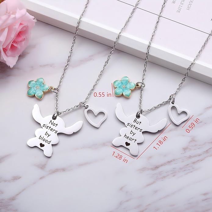 2PCS Best Friend Necklace Set, BFF Friendship Necklace for 2, Long Distance Birthday Jewelry Gift for Sister Bestie