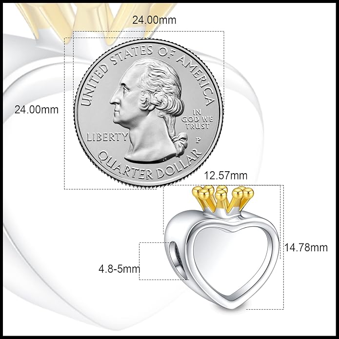 Annmors Personalized Photo Charm for Bracelet Necklaces,925 Sterling Silver Charm Love Heart Shaped Engraved Customize Picture Gift for Birthday Mother's Day Christmas,Bead Charms Jewelry for Women