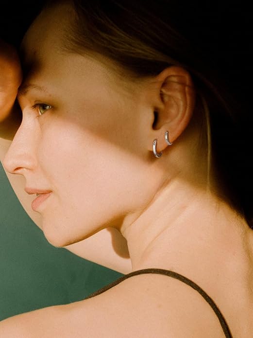 FaithHeart Sterling Silver Hoop Earrings for Women, Hypoallergenic Huggie Hoop Earrings Lightweight Small Cartilage Earrings Hoop Earring Dainty Everyday Earrings 6/8/10/12/14/15/16/18/20mm