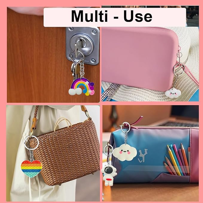30pcs Different Keychains Bulk, Cute Keychain Key Chain Charms for Bag Key Backpack Decoration Party Favor