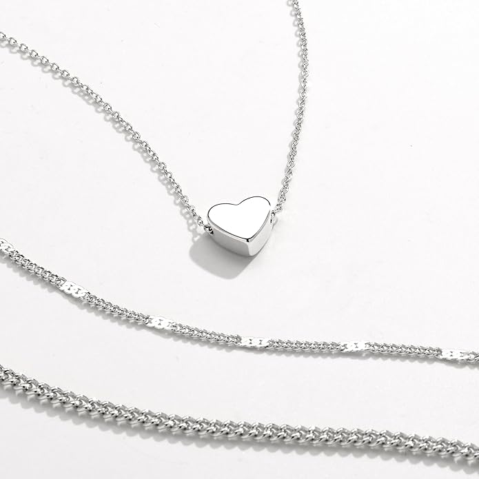 Layered Gold Necklaces for Women, Stackable Dainty 14K Gold Silver Plated Trendy Simple Heart Diamond Cross Bow Circle Pendant Paperclip Choker Dot Chain Necklace,Jewelry Set Gifts for Women