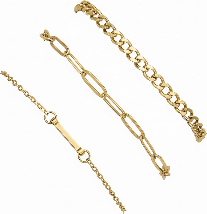 14K Gold Plated Bracelets for Women, A–Z Initial Charm Bangles Jewelry Set, Elegant Gold Accessories, Friendship Bracelet Gifts for Mom