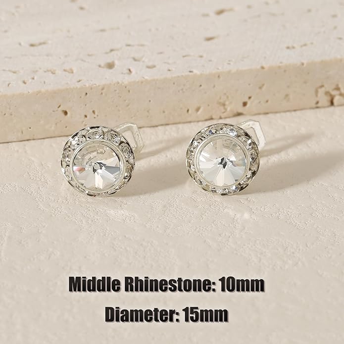 Clip on Dance Earrings for Women Crystal Halo Rhinestone Earrings for Competitions Performance Stage Wedding Party