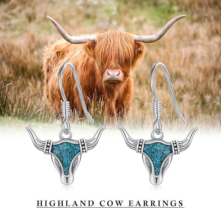 Western Earrings for Women 925 Sterling Silver Turquoise Western Country Dangle Drop Earrings Country Jewelry Gifts for Cowgirl Cowboy