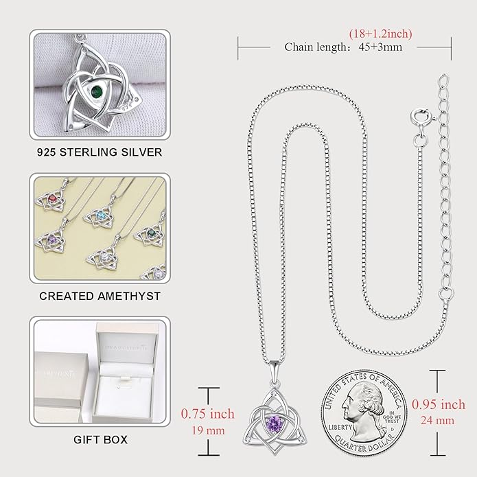 Starchenie Celtic Knot Dangle Earrings Sterling Silver Trinity Love Knot Leverback Earrings Gemstones Jewelry for Women
