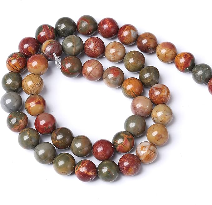 4mm 90pcs Natural Picasso Jasper Beads Healing Power Stones Round Loose Gemstone Beads for Jewelry Making DIY Bracelet Necklace 15" (Picasso Stone, 4mm)