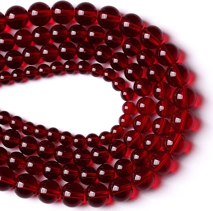 6MM 60PCS Garnet Red Glass Crystal Spacer Loose Beads for Jewelry Making DIY Bracelet 15 Inches 1 Strand