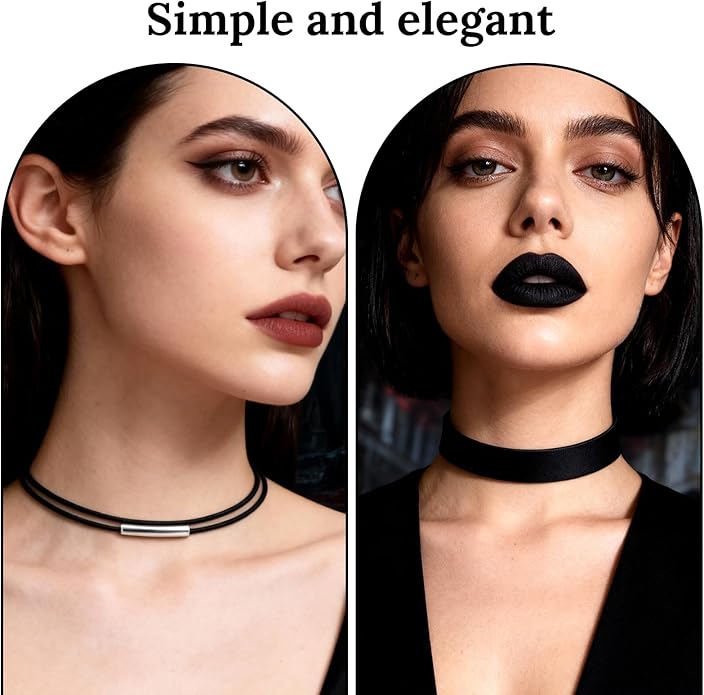 6 PCS Black Choker Necklace, Adjustable Black Velvet Choker Multiple Styles Velvet Chokers Necklaces Stylish Layered Velvets Collar Necklace for Women Daily Party Festival Gifts Decoration