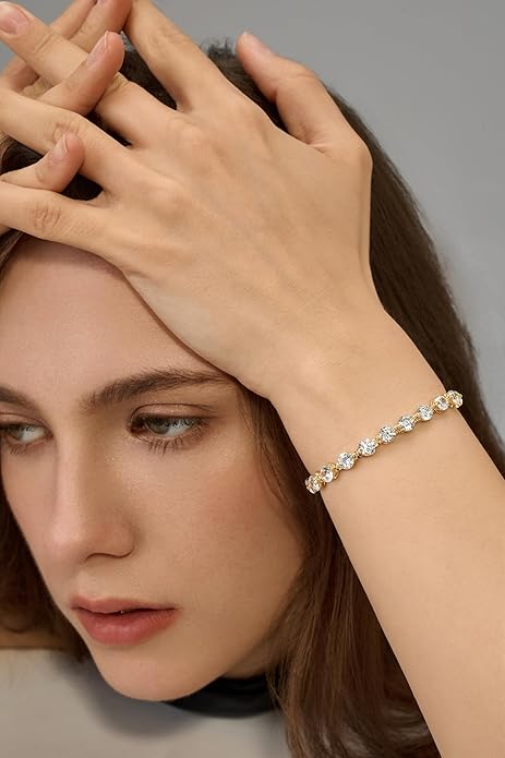 14K Gold Filled Tennis Bracelet for Women-3mm,4mm 5mm CZ Stone Classic Gold Bracelet for Women, Valentines, Mothers, Christmas Jewelry Gift for Women