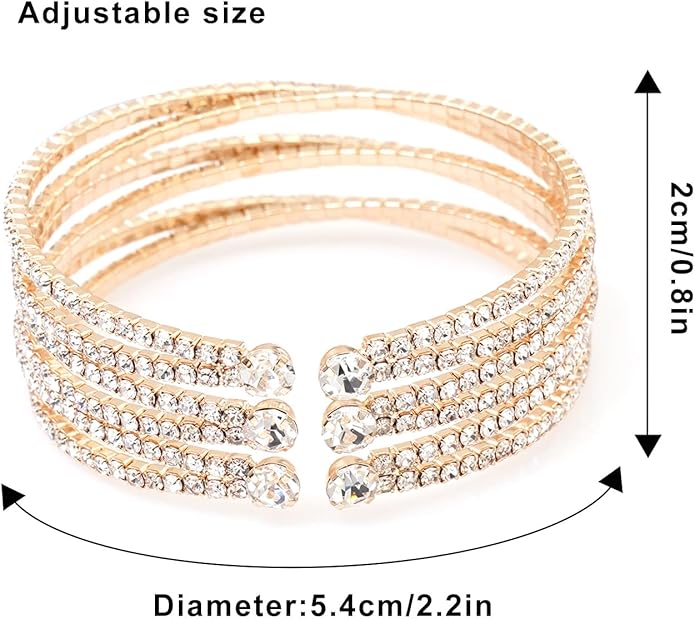 Rhinestone Bracelet for Women MultiLayer Crystal Cuff Bracelet Strand Layered Bracelet