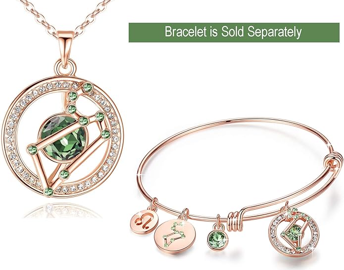 Leafael "Superstar Zodiac Constellation Pendant Necklace Made with Premium Crystal Horoscope Jewelry, Gold or Rose Gold Plated, 18"+ 2"