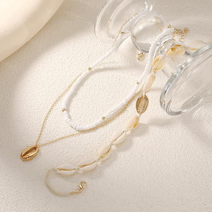 Nackiy Handmade Sea Shell Necklace for Women Summer Adjustable Natural Shell Collar Necklace