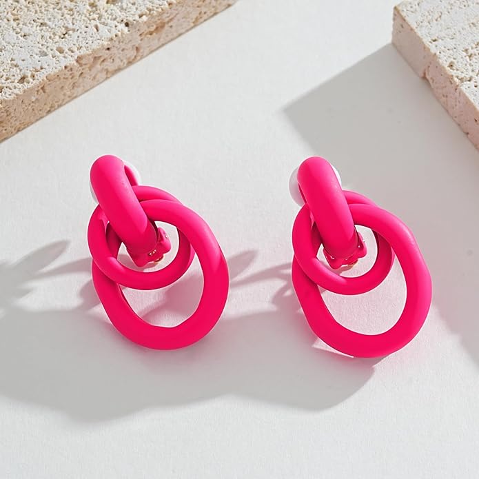 Clip on Earrings for Women 14K Gold Plated Geometric Knot Non Pierced Ear Clips Lightweight Trendy Hypoallergenic No Piercing Jewelry Gifts