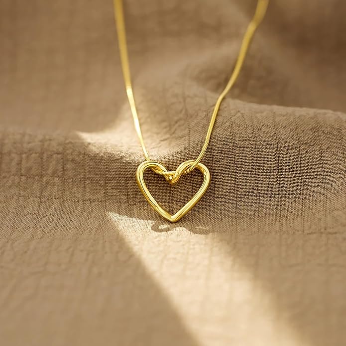 LOVECOM Valentines Gifts S925 Sterling Silver Heart Necklace for Women Dainty 14k Gold Plated CZ Infinity Double Cross Star Pendant Choker Necklaces Trendy Bead Chain Jewelry Gifts for Mom Daughter