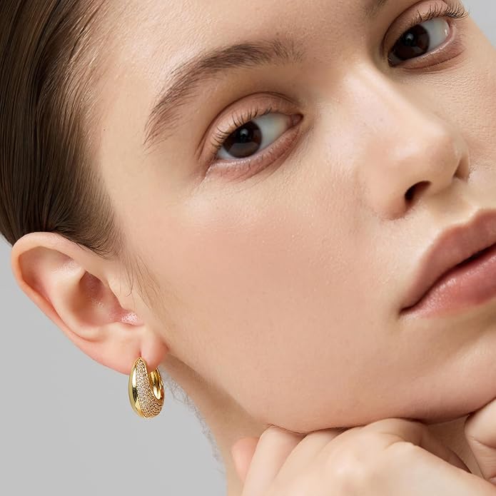 18K Gold Plated Huggie Hoop Earrings for Women, 925 Sterling Silver Post, Hypoallergenic Small Earrings