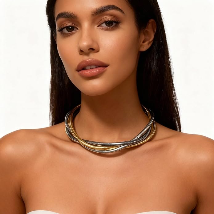 Chunky Gold Snake Chain Choker for Women Stainless Steel Layered Collar Necklace Punk Gothic Y2K Statement Jewelry Gift