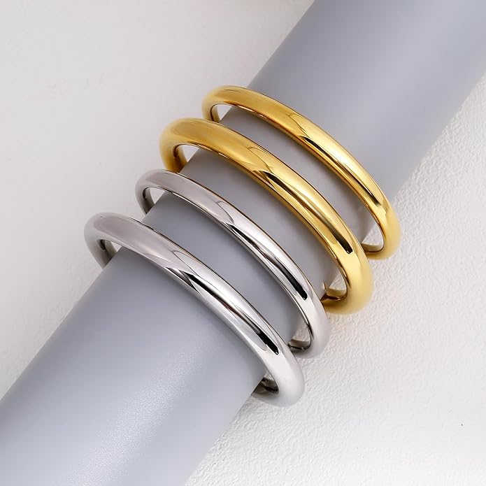 Gold Cuff Bangle Bracelets For Women Chunky 18k Gold Plated Stainless Steel Bracelet Non Tarnish Lightweigt Minimalist Jewellery Gift