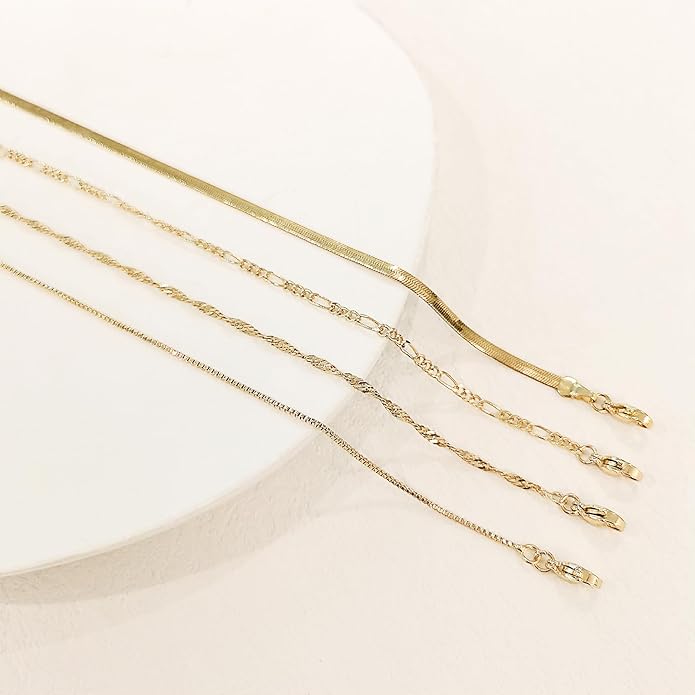 Necklaces for Women,Gold Plated Herringbone Layering Choker Necklace for Women Non Tarnish Stack Waterproof Jewelry Gift