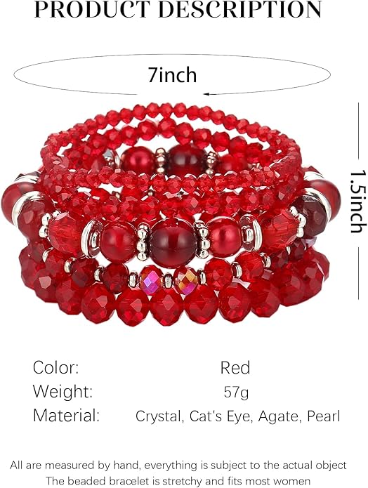 Noessla Beaded Boho Stretch Bracelet Colorful Stackable Crystal Beads Bracelets Trendy Costume Jewelry Mothers Day Gifts for Women