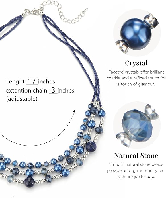 Noessla Beaded Statement Necklaces for Women Layered Chunky Bead Necklace Fashion Costume Jewelry Gifts for Mom