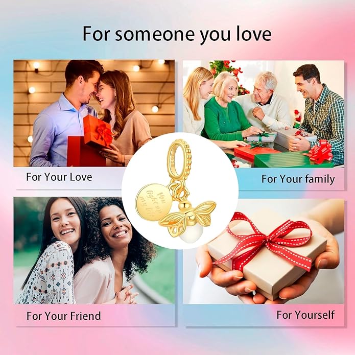 Birthday Fashion Love Heart Dangle Charm 925 Sterling Silver Charms fits Bracelets and Necklace Pendant Bead Charms Jewelry Present for Women Family Friends