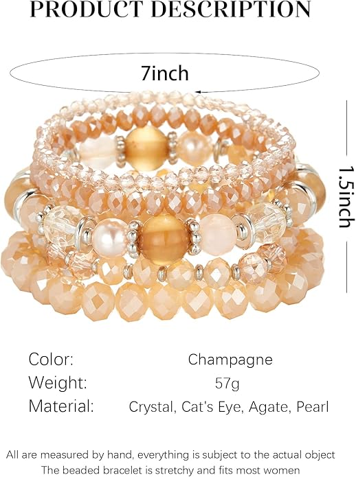 Noessla Beaded Boho Stretch Bracelet Colorful Stackable Crystal Beads Bracelets Trendy Costume Jewelry Mothers Day Gifts for Women