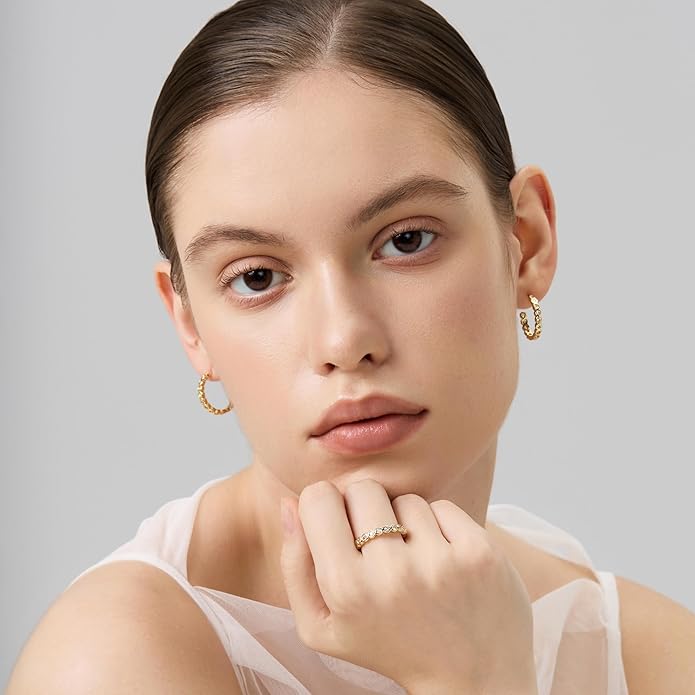 18K Gold Plated Huggie Hoop Earrings for Women, 925 Sterling Silver Post, Hypoallergenic Small Earrings