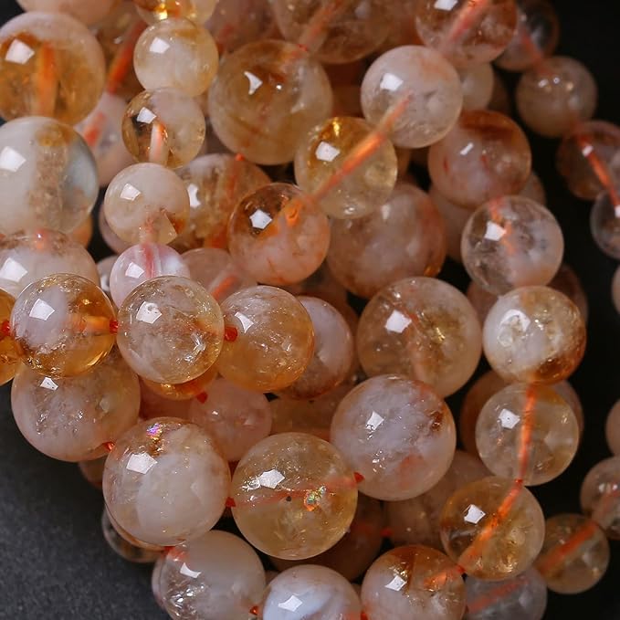 6MM 60PCS Natural Stone Citrine A Grade Quartz Crystal Loose Beads for Jewelry Making DIY Bracelet Necklace 1 Strand 15’’