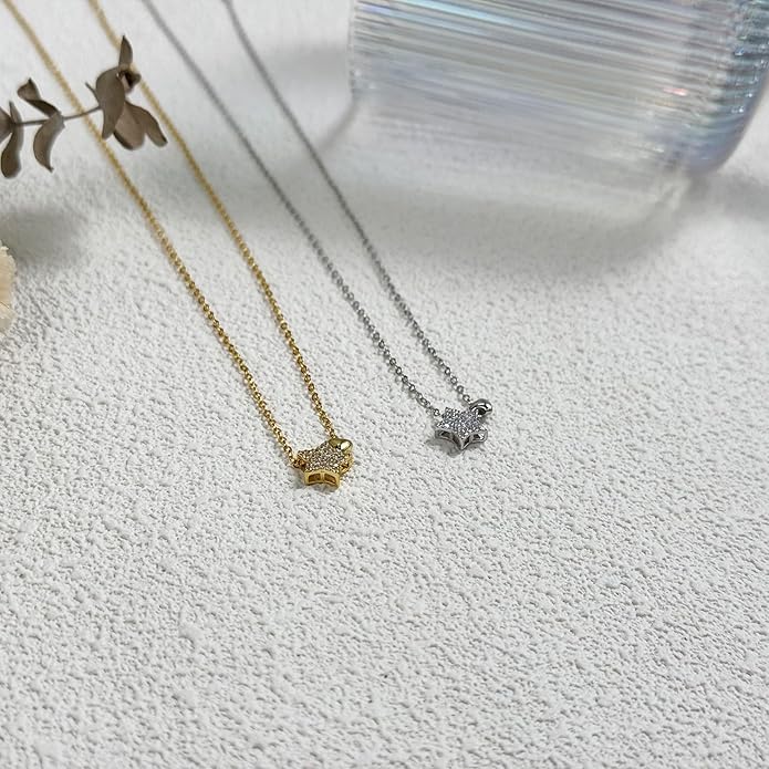 LOVECOM Valentines Gifts S925 Sterling Silver Heart Necklace for Women Dainty 14k Gold Plated CZ Infinity Double Cross Star Pendant Choker Necklaces Trendy Bead Chain Jewelry Gifts for Mom Daughter