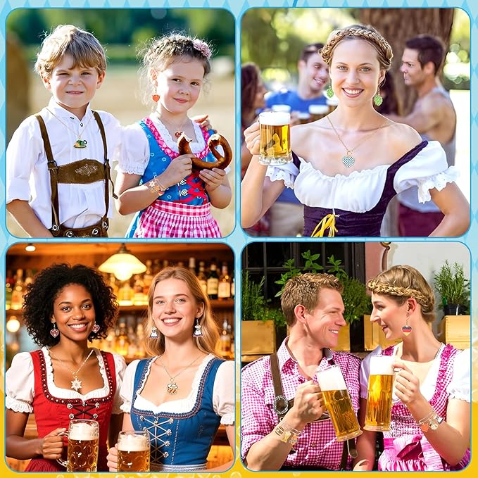 MARFOREVER 40Pcs/20 Pairs Oktoberfest Charms for Jewelry Making, Beer Theme Festival Charm German Beer Mug Pretzel Dangle Charms for Bracelet Necklace Earrings Making Accessories