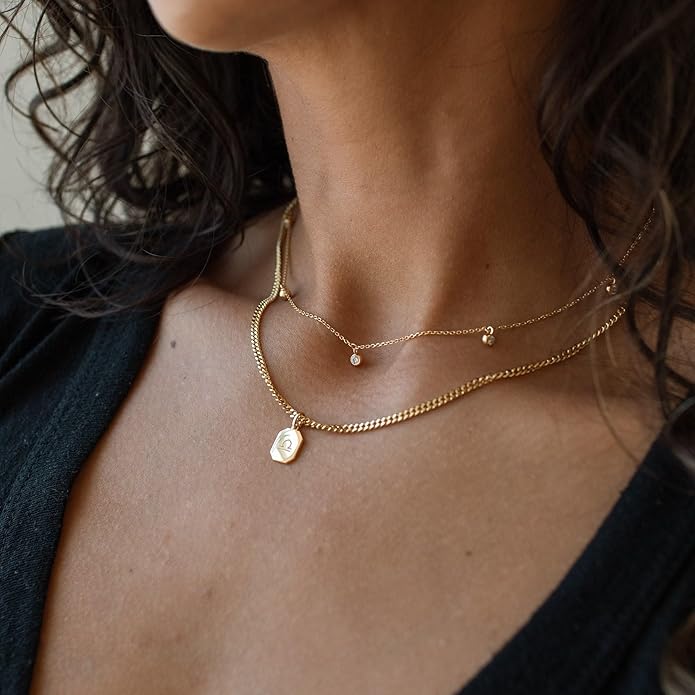 Valentines Day Gifts for Women Her - Dainty Necklaces for Women Cute Station Choker Simulated Diamond Necklace Simple Layering CZ Necklace Trendy Jewelry Gifts