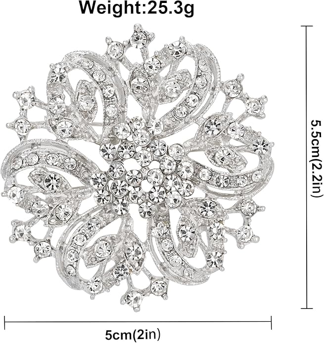 Wedding Party Sprial Flower Crystal Rhinestone Brooch Pin for Women Jewelry