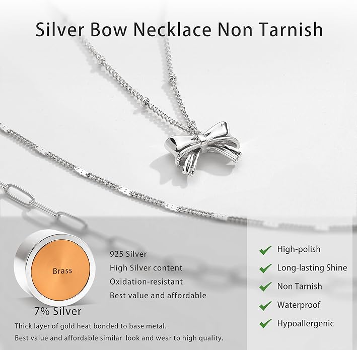 Layered Gold Necklaces for Women, Stackable Dainty 14K Gold Silver Plated Trendy Simple Heart Diamond Cross Bow Circle Pendant Paperclip Choker Dot Chain Necklace,Jewelry Set Gifts for Women