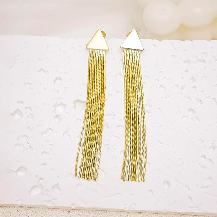 Gold Earrings for Women Trendy, Simple Dainty 14K Gold Plated Paperclip Square Chain Link Dangle Hoops Earrings Pin Stud Huggie Earrings Lightweight Hypoallergenic Minimalist Aesthetic Gold Jewelry for Christmas Gifts