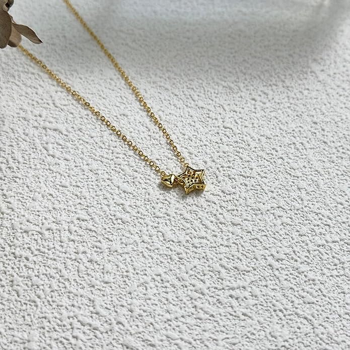 LOVECOM Valentines Gifts S925 Sterling Silver Heart Necklace for Women Dainty 14k Gold Plated CZ Infinity Double Cross Star Pendant Choker Necklaces Trendy Bead Chain Jewelry Gifts for Mom Daughter