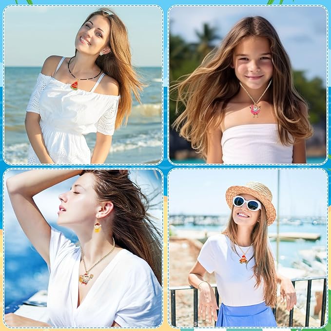 MARFOREVER 40 Pcs/20 Pairs Christmas in July Charms, Summer Christmas Enamel Charm Holiday in July Beach Hawaiian Pendants for Bracelet Necklace Earrings Making Accessories