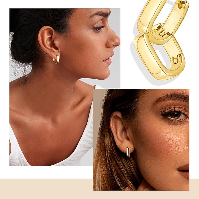 925 Sterling Silver Earrings Small Chunky Silver Earrings for Women Trendy Small Hoop Earrings Silver Hypoallergenic Earrings Small Thick Huggie Hoops Earrings for Jewelry Gifts